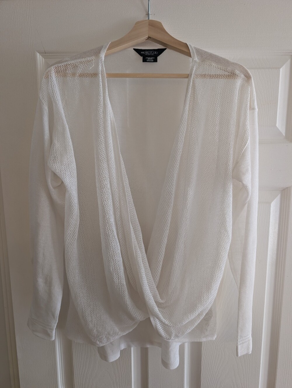 White Knit Overlay Top